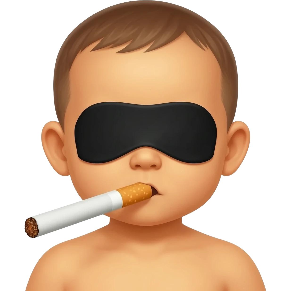 Желтый азиат младенец  с папиросой с черными прикрытыми глазами emoji