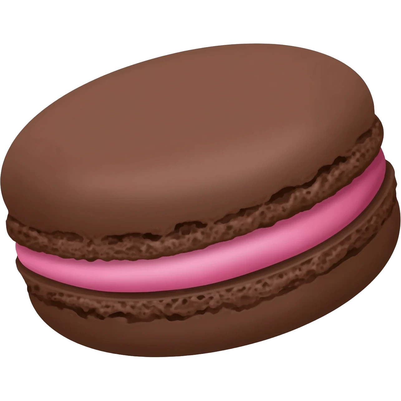Dark brown macaron with pink filling emoji