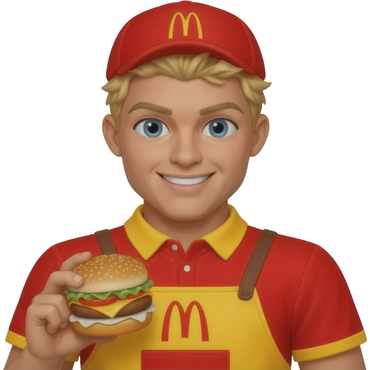 a comic style mcdonalds worker that looks like cristiano ronaldo emoji