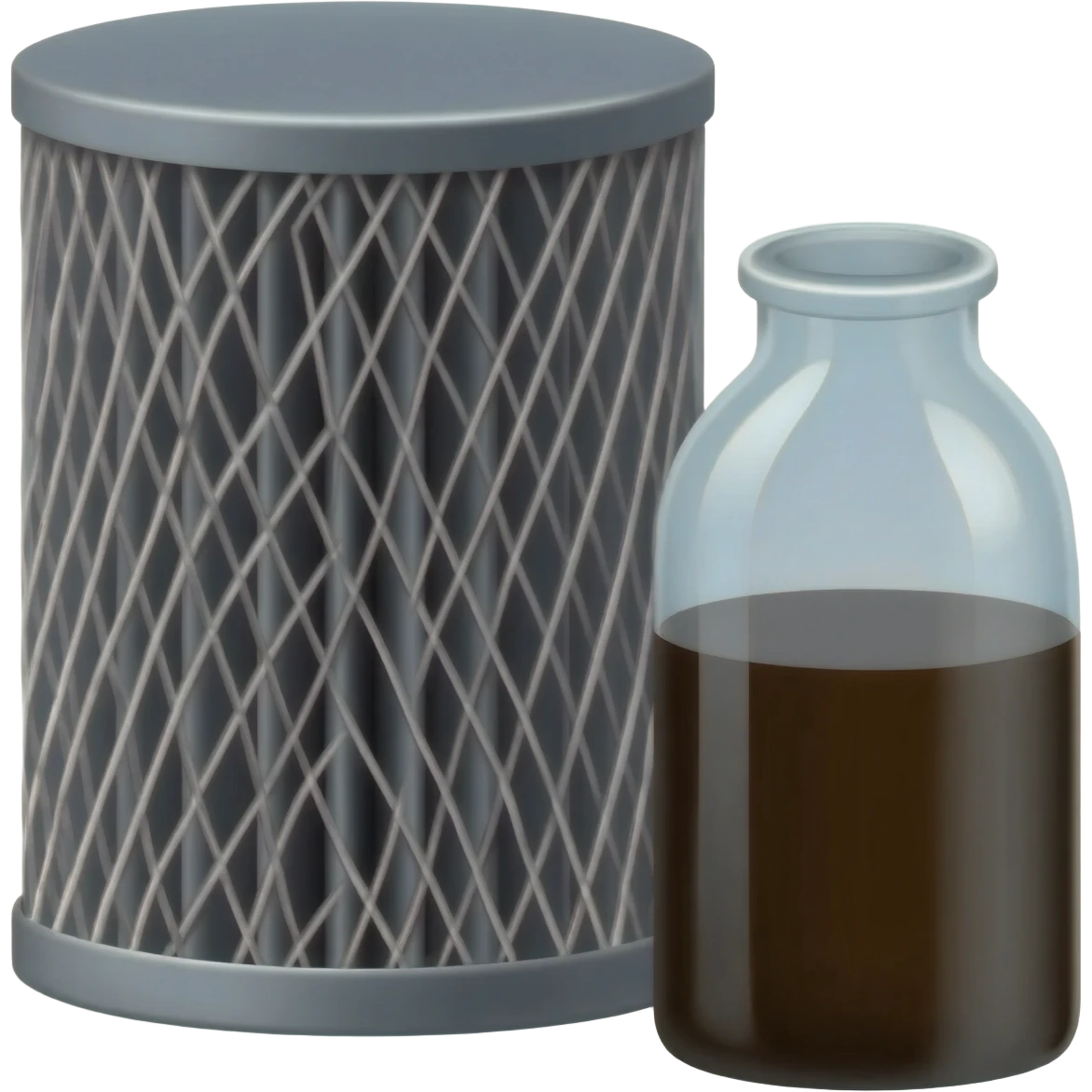 an emoji that has an oil filter and oil sample bottle emoji