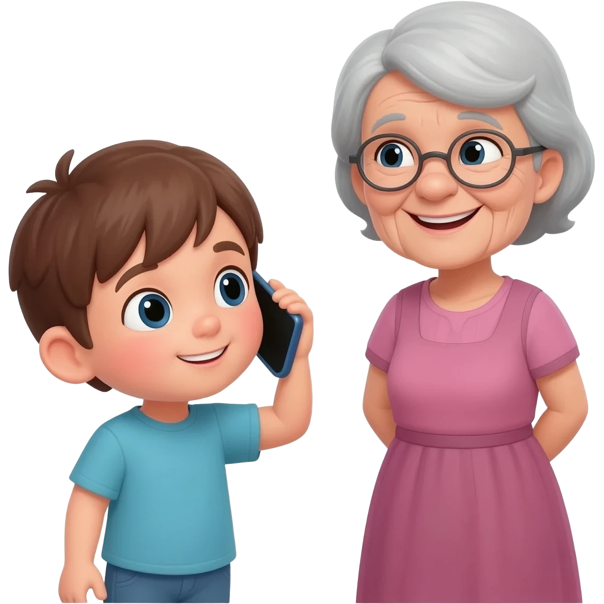 Grandchild calls grandmother. emoji