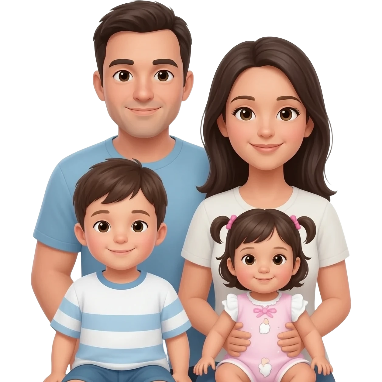 Family of four man woman 1 year old boy and baby girl emoji