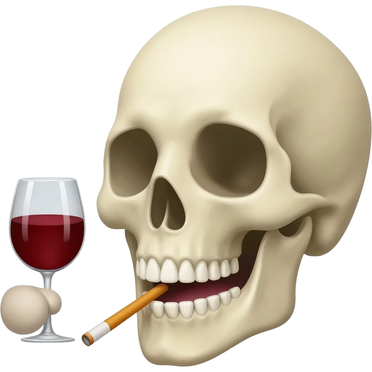 Una calavera de expresión de soltando un facto tomando un copa de vino emoji