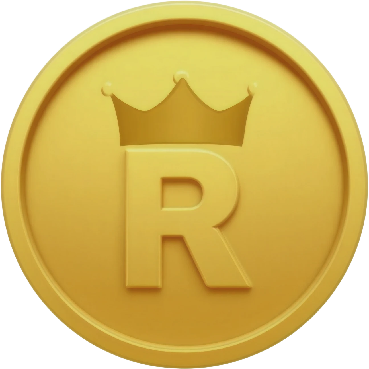 R gold coin with crown emoji