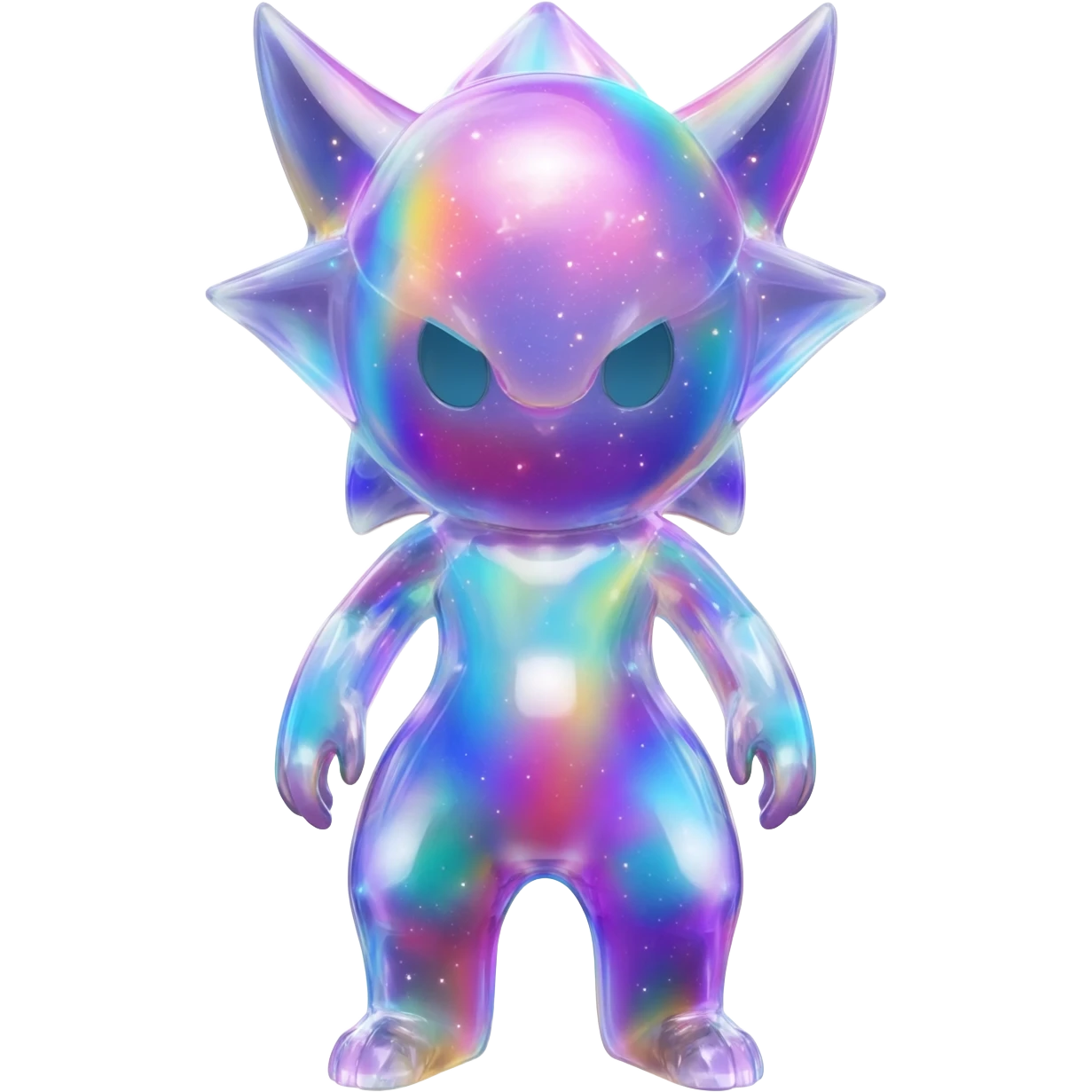  Shiny sparkly transparent bioluminescent luminescent vibrant bright pastel dark exotic iridescent colorful nebula rainbow gradients cyber-Protogen-Fakémon-Pokémon-Vernid-creature emoji