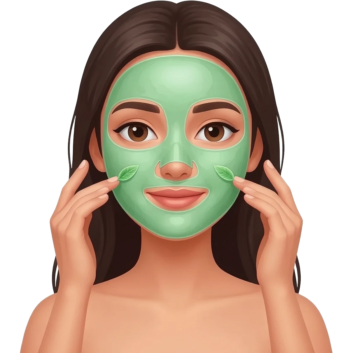 Beautiful woman applying a face mask. emoji