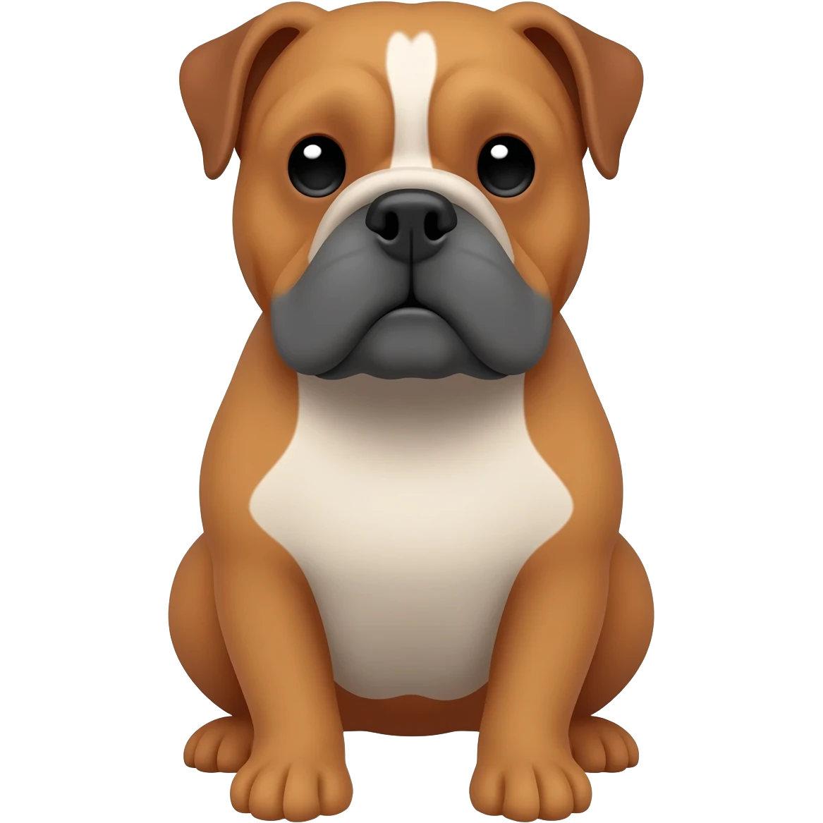 gray and caramel English bulldog, full body sit emoji