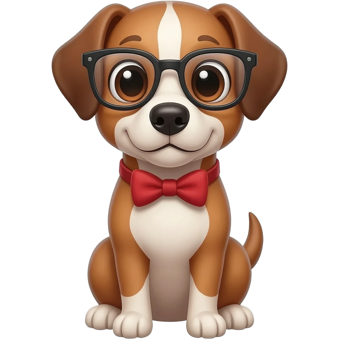A dog wearing glasses and a bowtie emoji