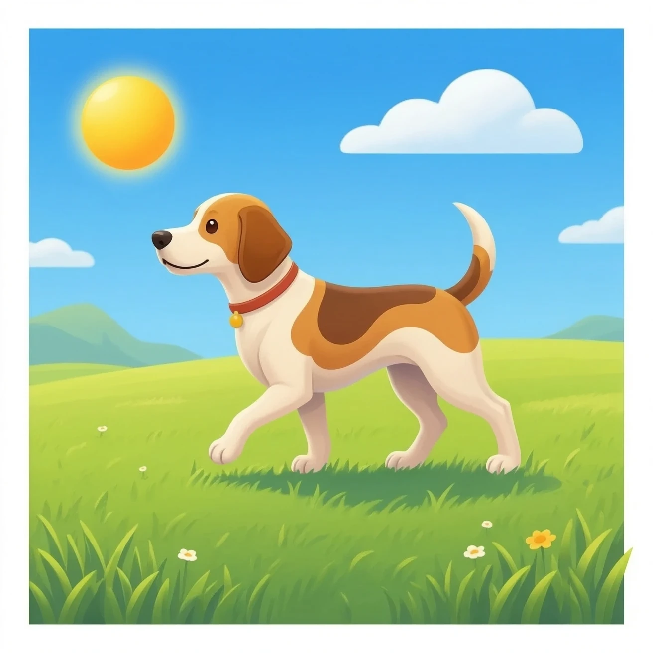 The dog is walking in the blazing sun and is very hot. emoji