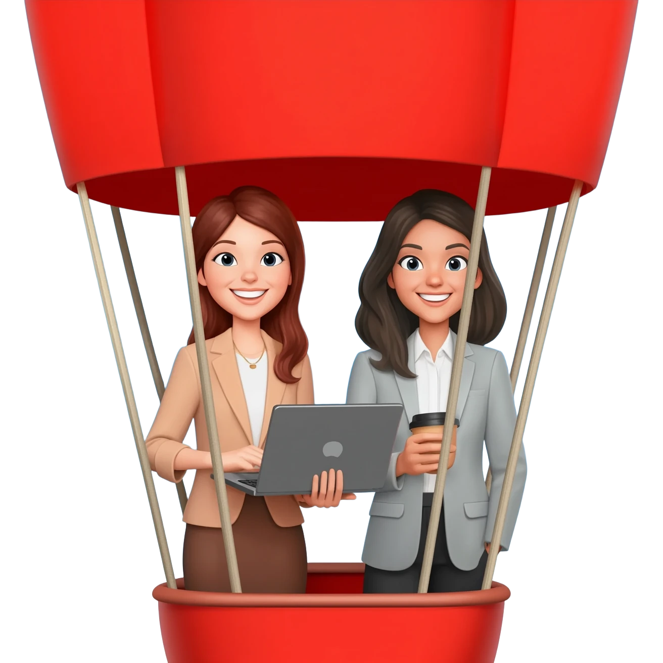 two female startup founders in a hot air balloon emoji