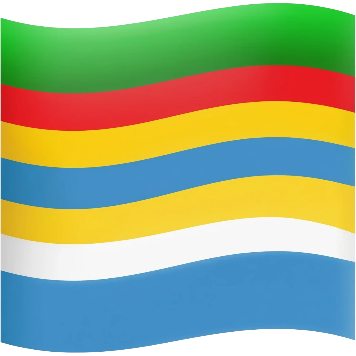 iPhone style emoji flag with five horizontal stripes: green, red, yellow, blue, white. Simple flat colors, clean Apple iOS emoji design. emoji