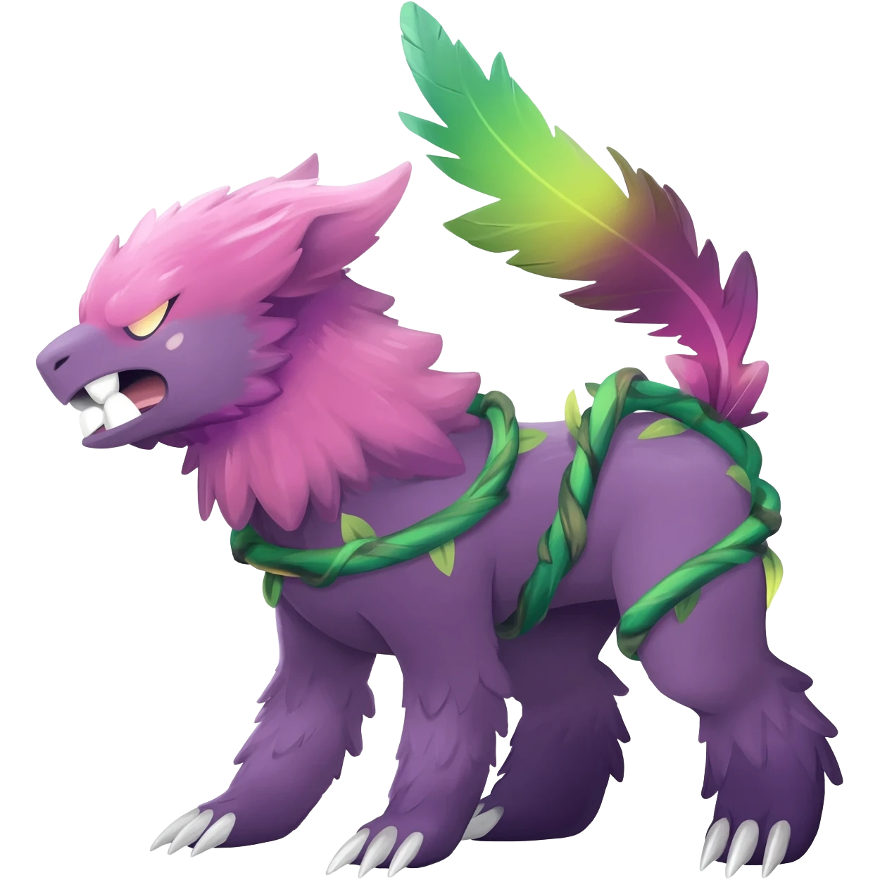 Elemental Exotic Tropical Feathery Fuzzy Sparky Fierce Viney Vinal Dusky Aurorus-Amaura-Auroras-Pokémon-Fakémon-creature emoji