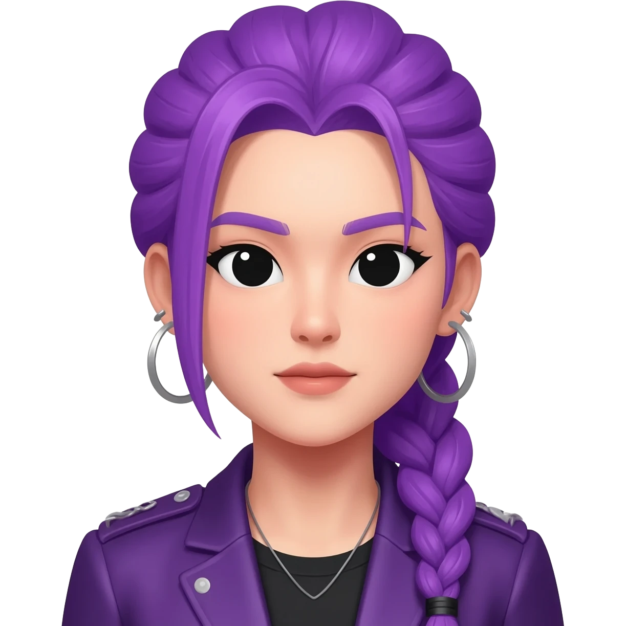 Rumi from K-pop demon hunters, purple braid emoji