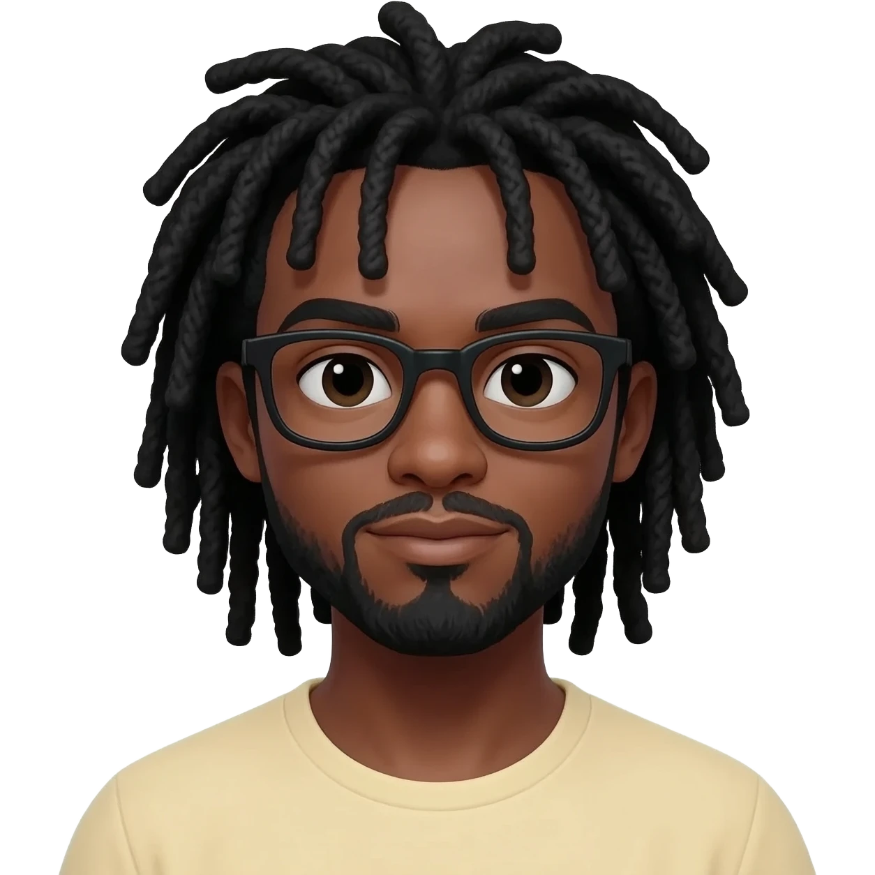 African American guy with black shoulder length dreads wearing glasses emoji