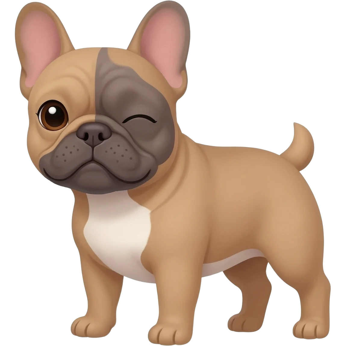 french bulldog winking emoji