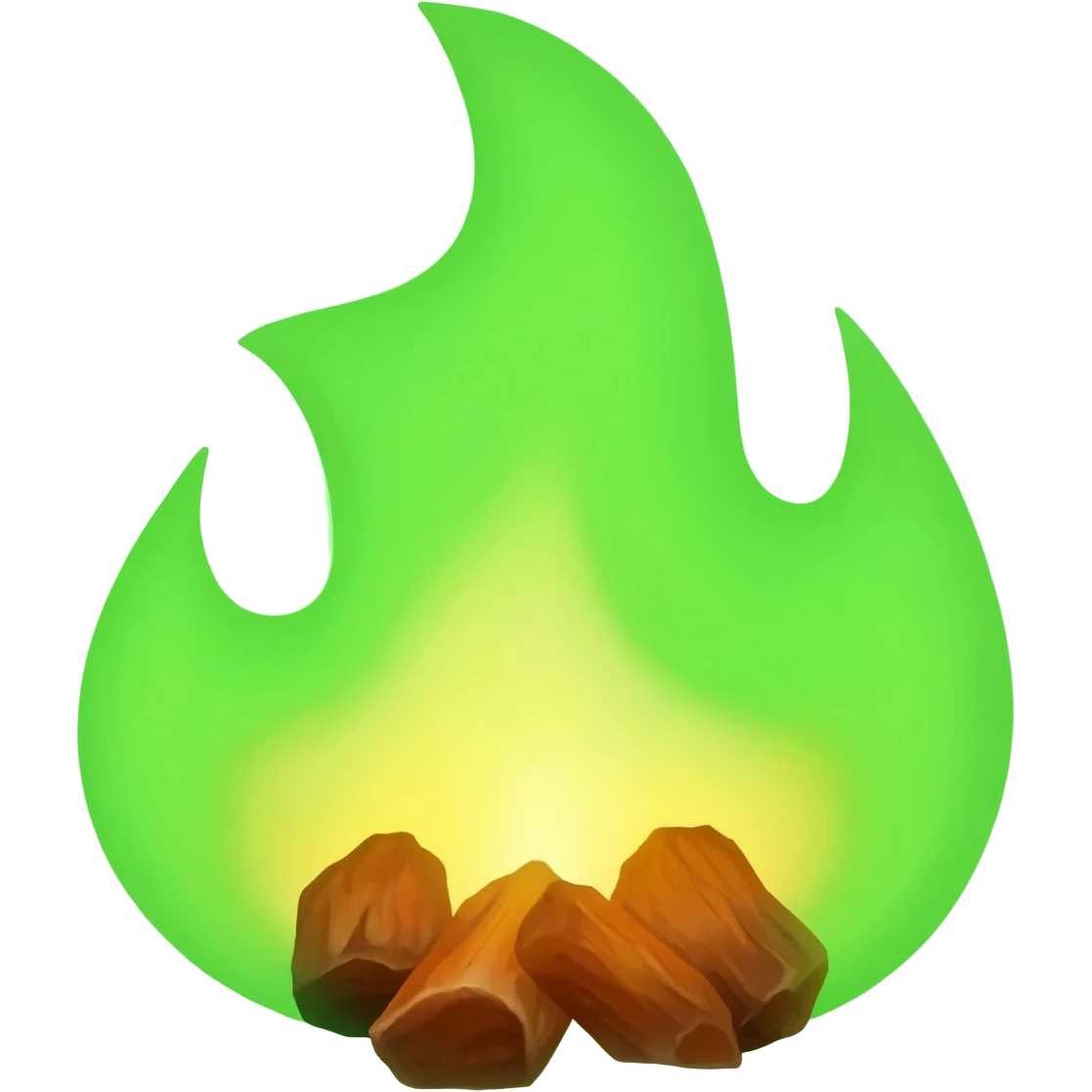 Green fire emoji, no orange emoji