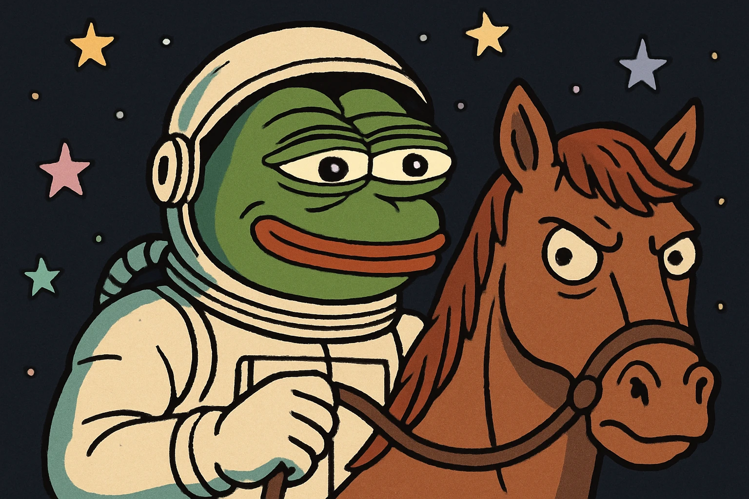 astronaut on horseback with stars in background emoji