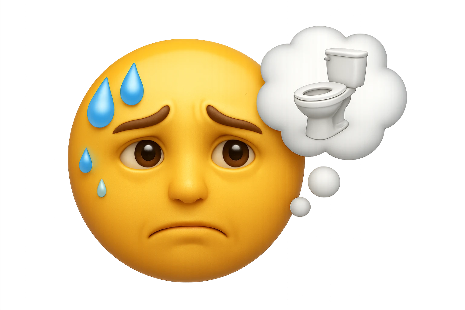 emoji stile iphone che riguarda l'argomento "stipsi/andrò al bagno oggi?", iperrealistico 4k emoji