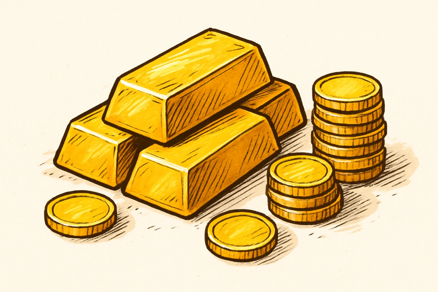Сгенерируй мне такое золото на белом фоне, в чуть рисованном стиле, без надписей emoji