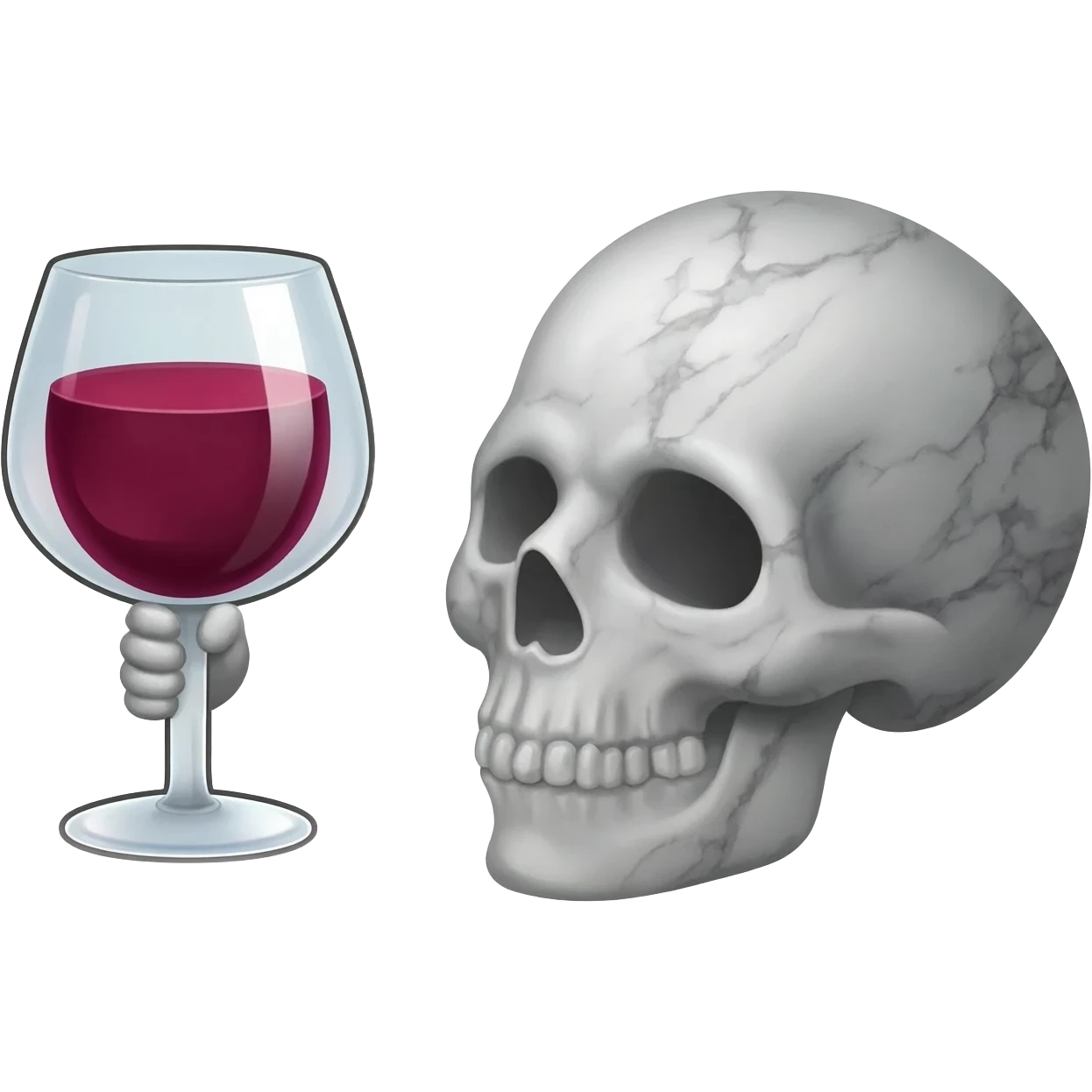 Una calavera de expresión de soltando un facto tomando un copa de vino emoji