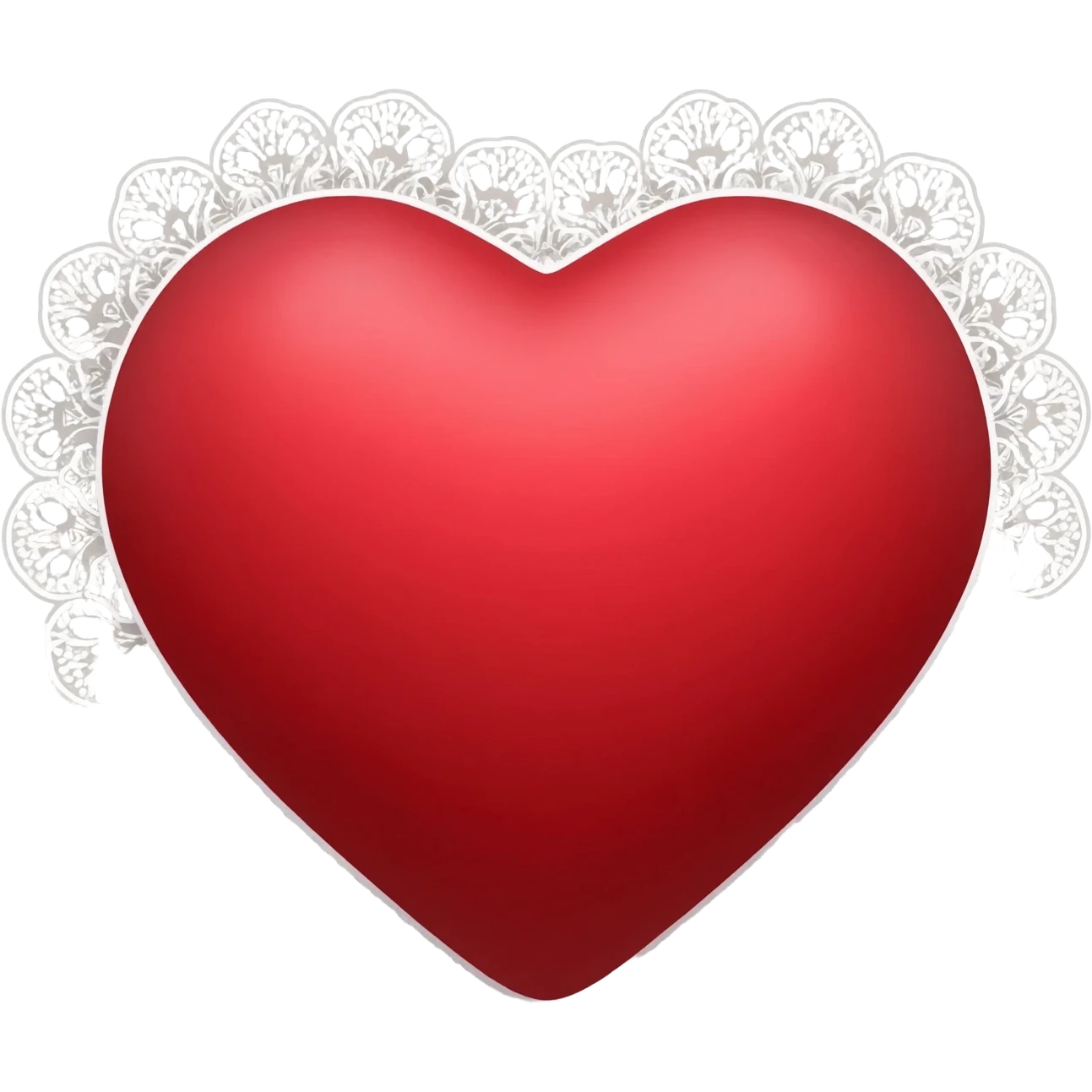red heart with white lace trim emoji