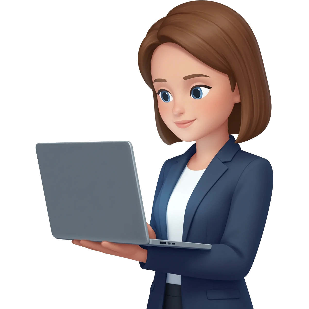 Business analytics woman holding a laptop emoji emoji