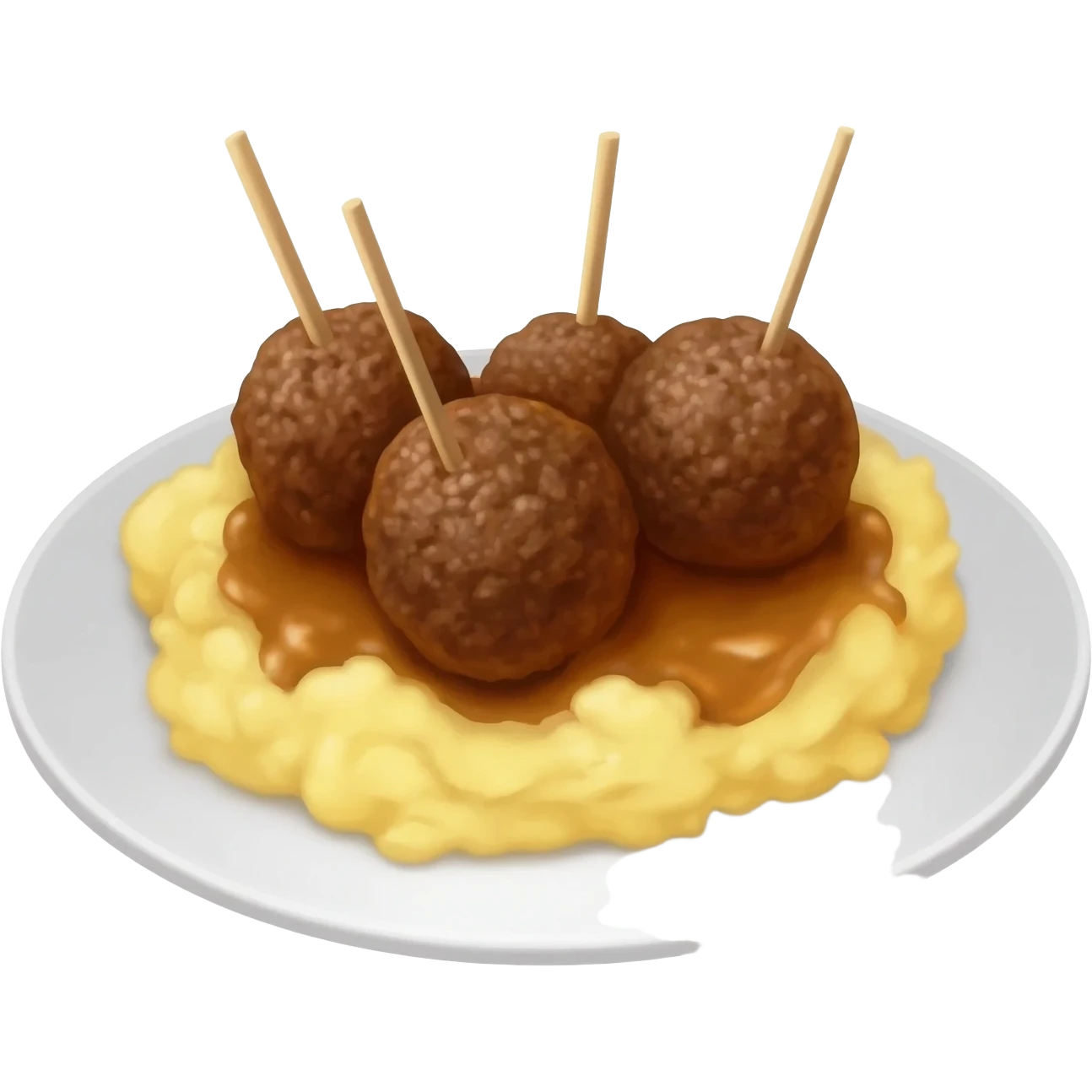 Meatballs with mashed potatoes on the plate emoji