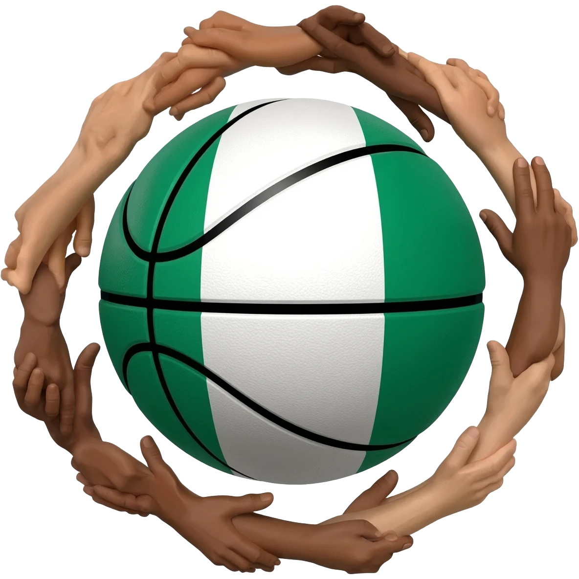 I want a Nigeria basketball that has hands holding each other around it in a circle emoji