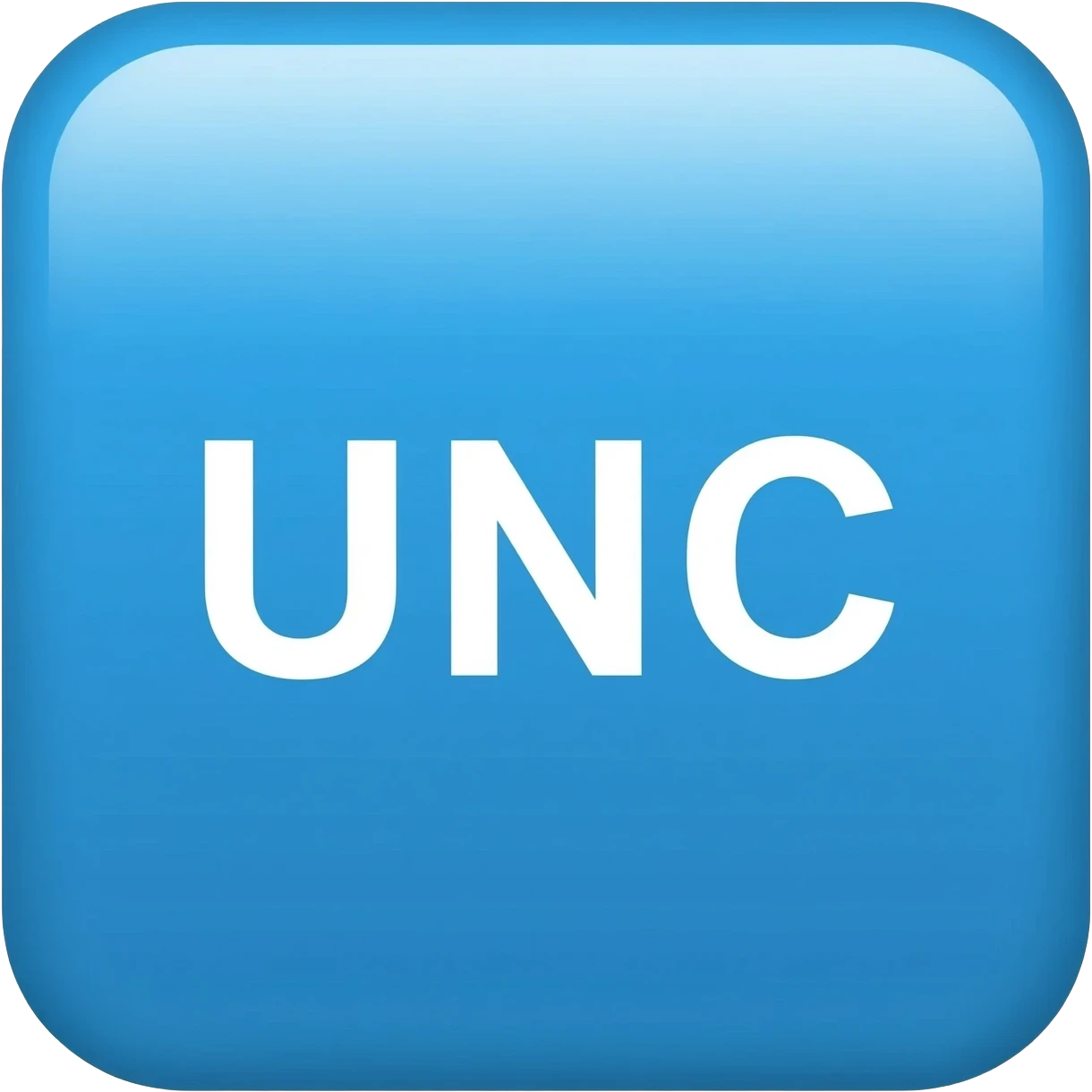 blue square with white text spelling "UNC" in the middle emoji