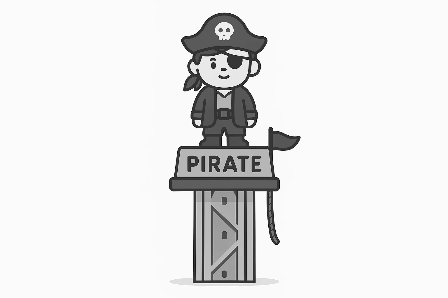 Un pirate sur une tour de chute de parc atrraction pirate  emoji