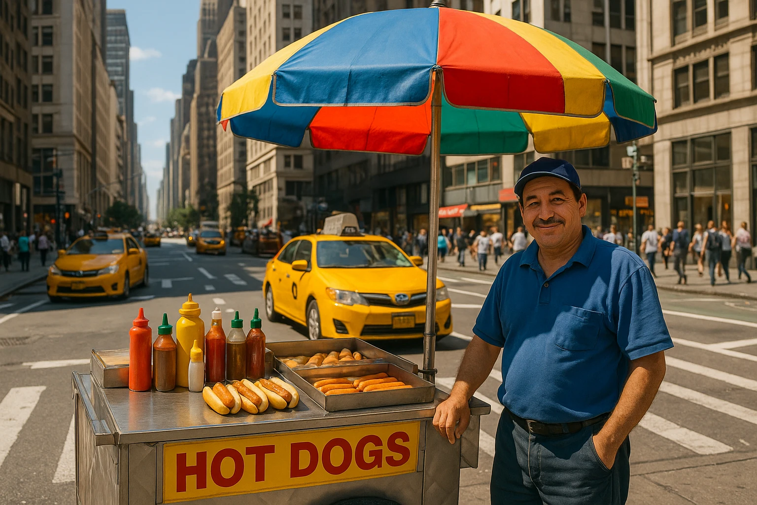 hotdog seller in New York with cart emoji