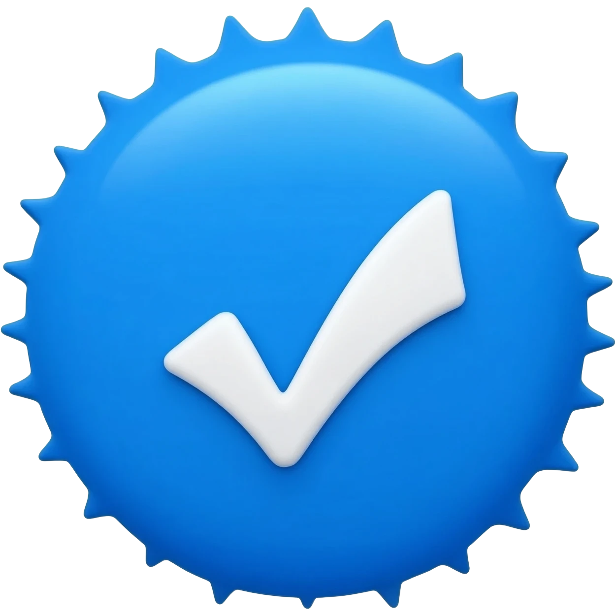 A high-resolution, clean emoji of a blue verified checkmark badge. The icon is a vibrant blue serrated circle with a white checkmark in the center, presented as a 3D glossy icon with soft lighting against a neutral, dark background.'}" emoji