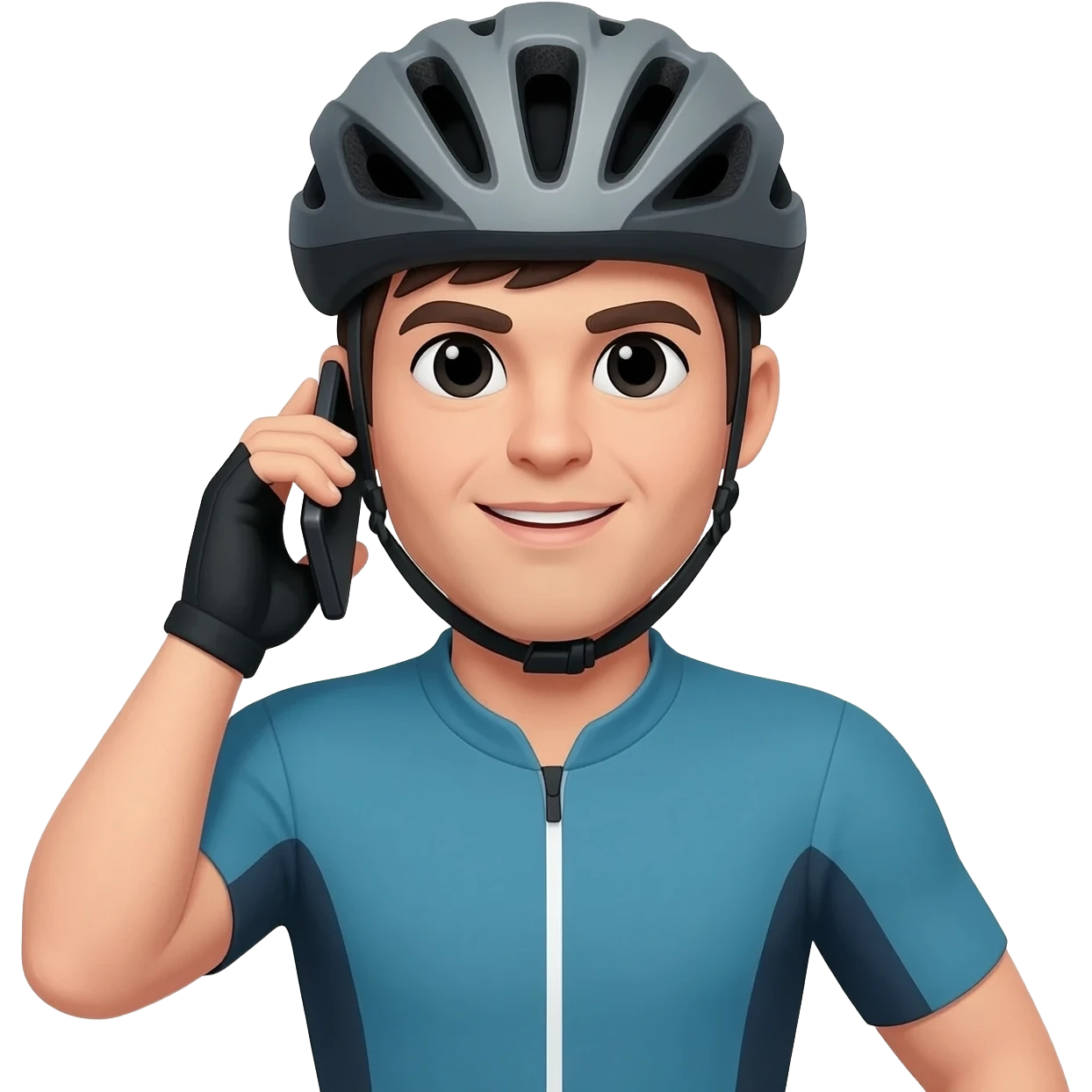 male cyclist calling emoji