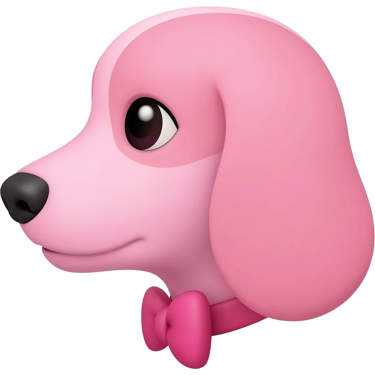 Tête de chien rose avec un nœud papillon sur la le côté emoji