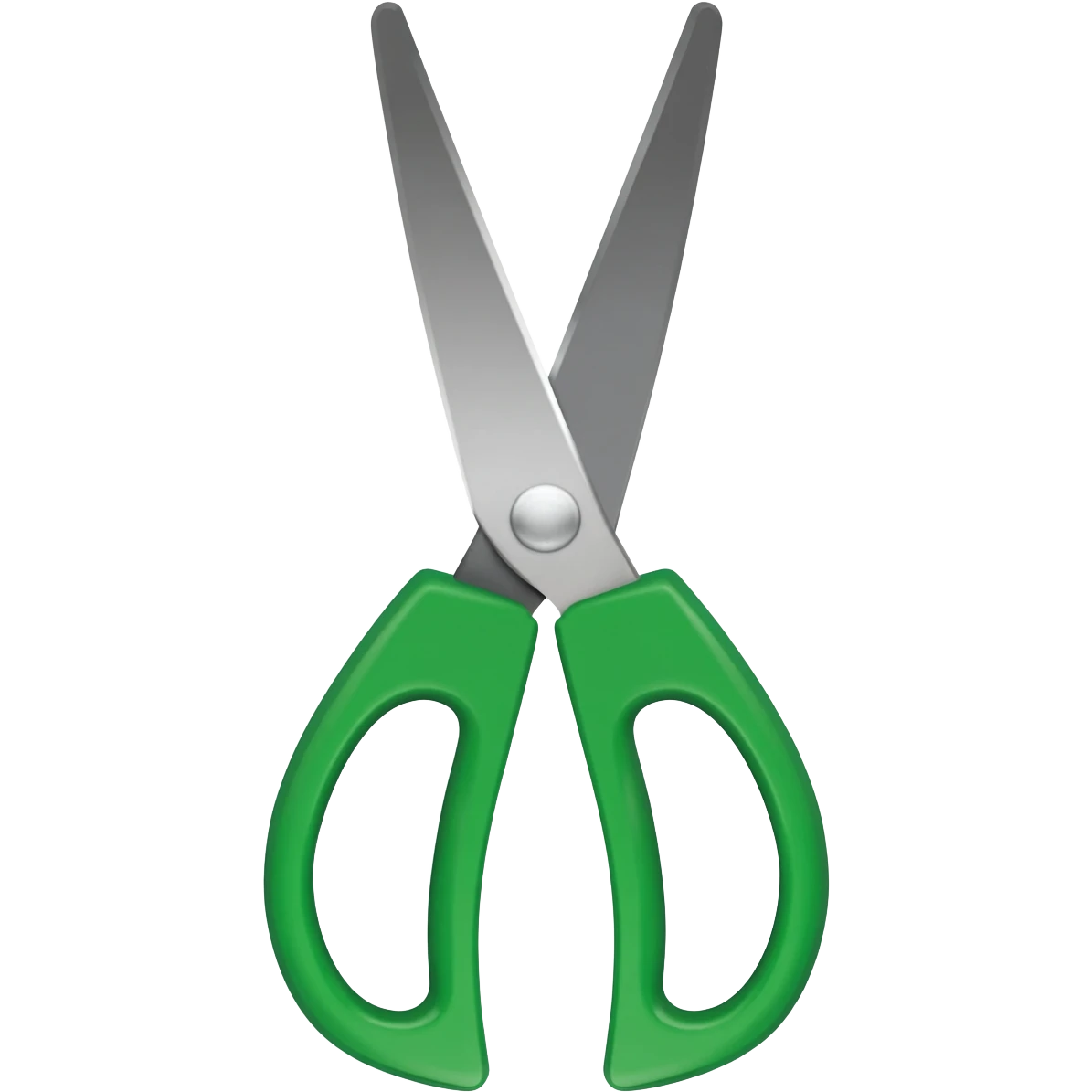 Full scissors with mid green handle, pointed up, blades and handle open emoji