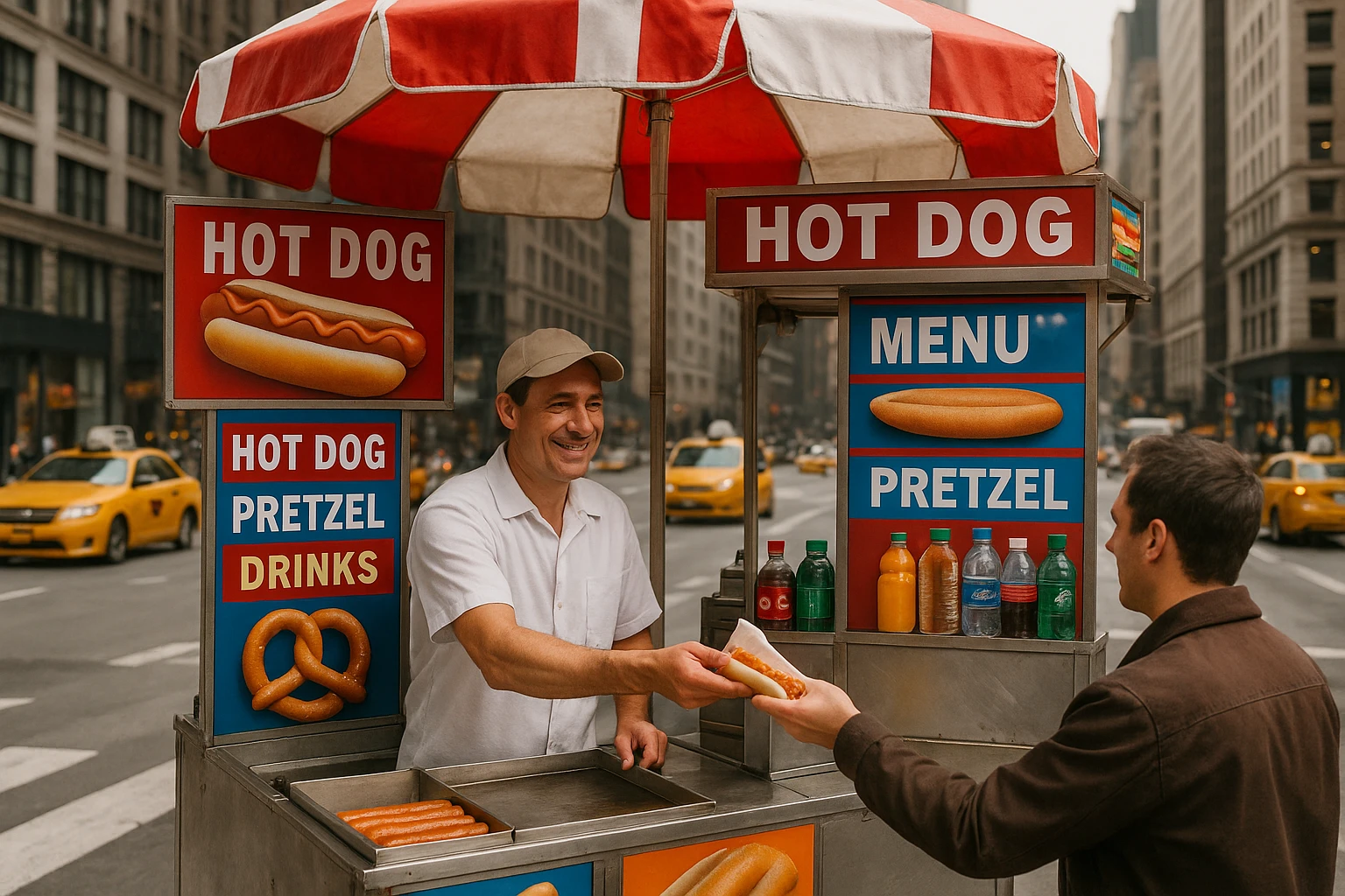 hotdog seller in New York with cart emoji