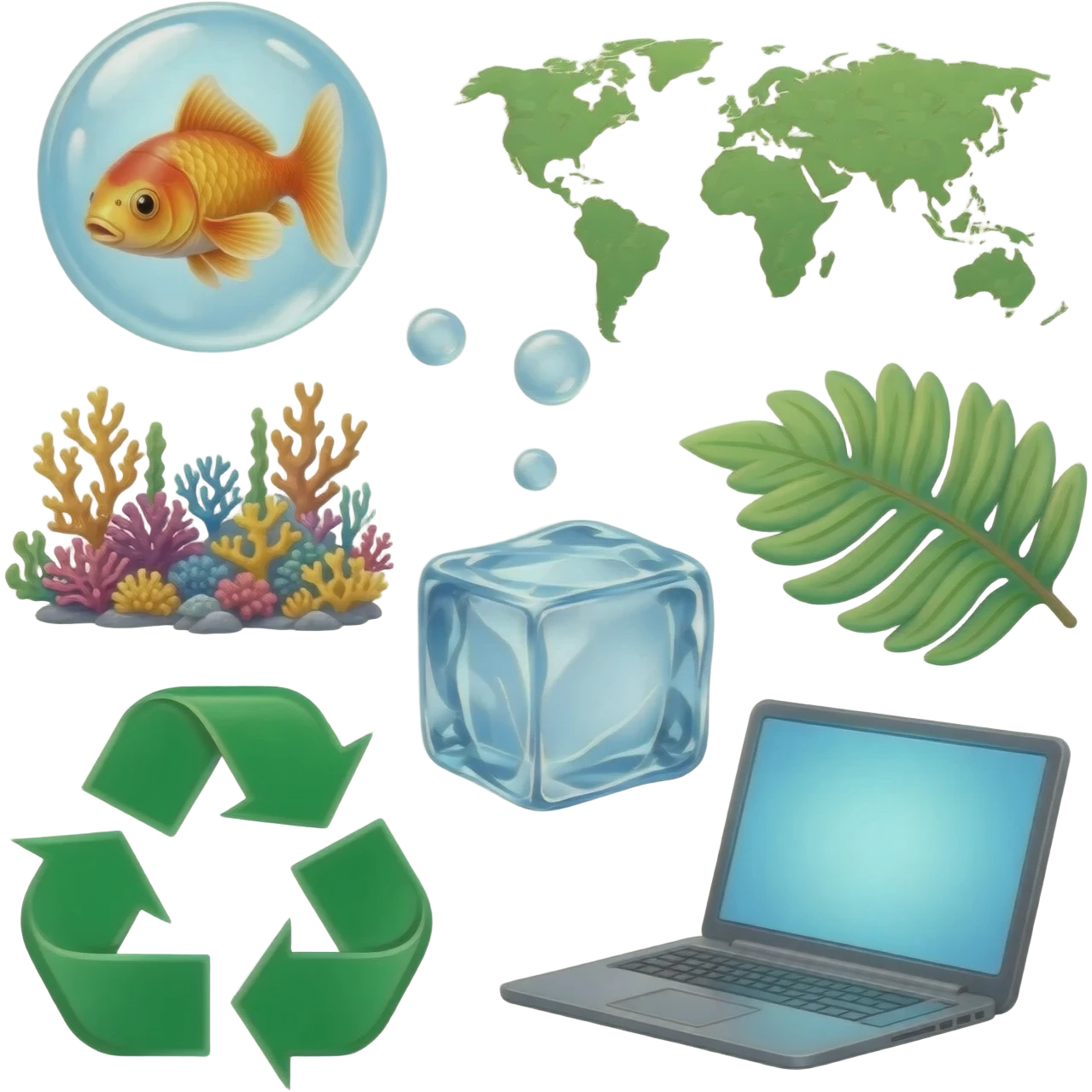 🫧🐠🪼🌱🌐🌍🖥♻️🧊 emoji