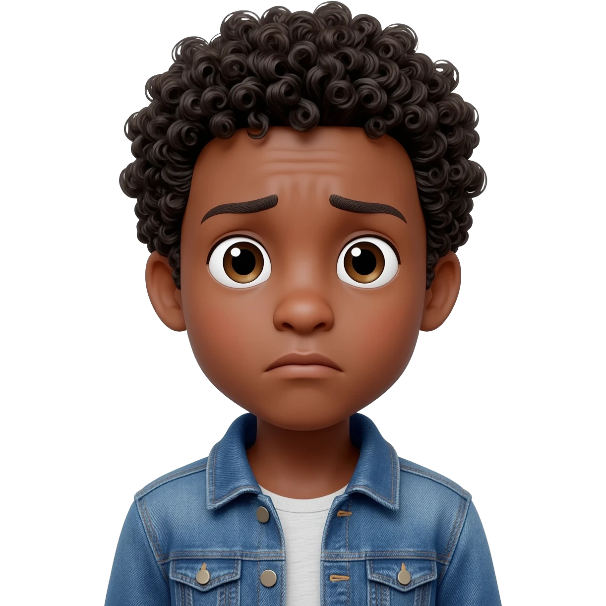confused puzzled  questioning black boy curly hair emoji