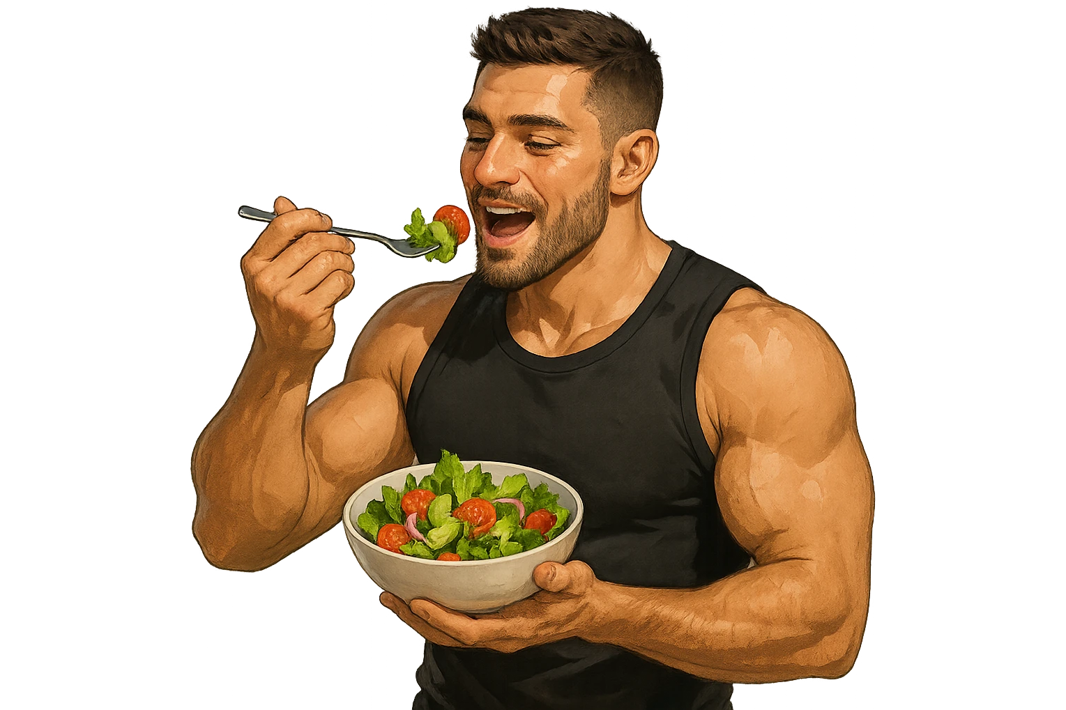 UOMO FITNESS CHE MANGIA INSALATA emoji