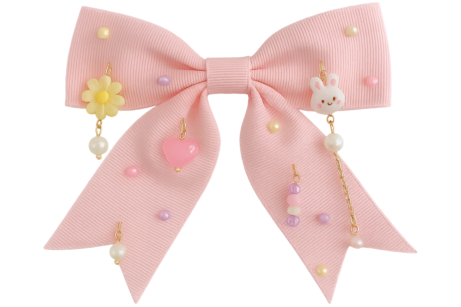 kpop bow with tiny charms and beads, cute and trendy, remove background emoji