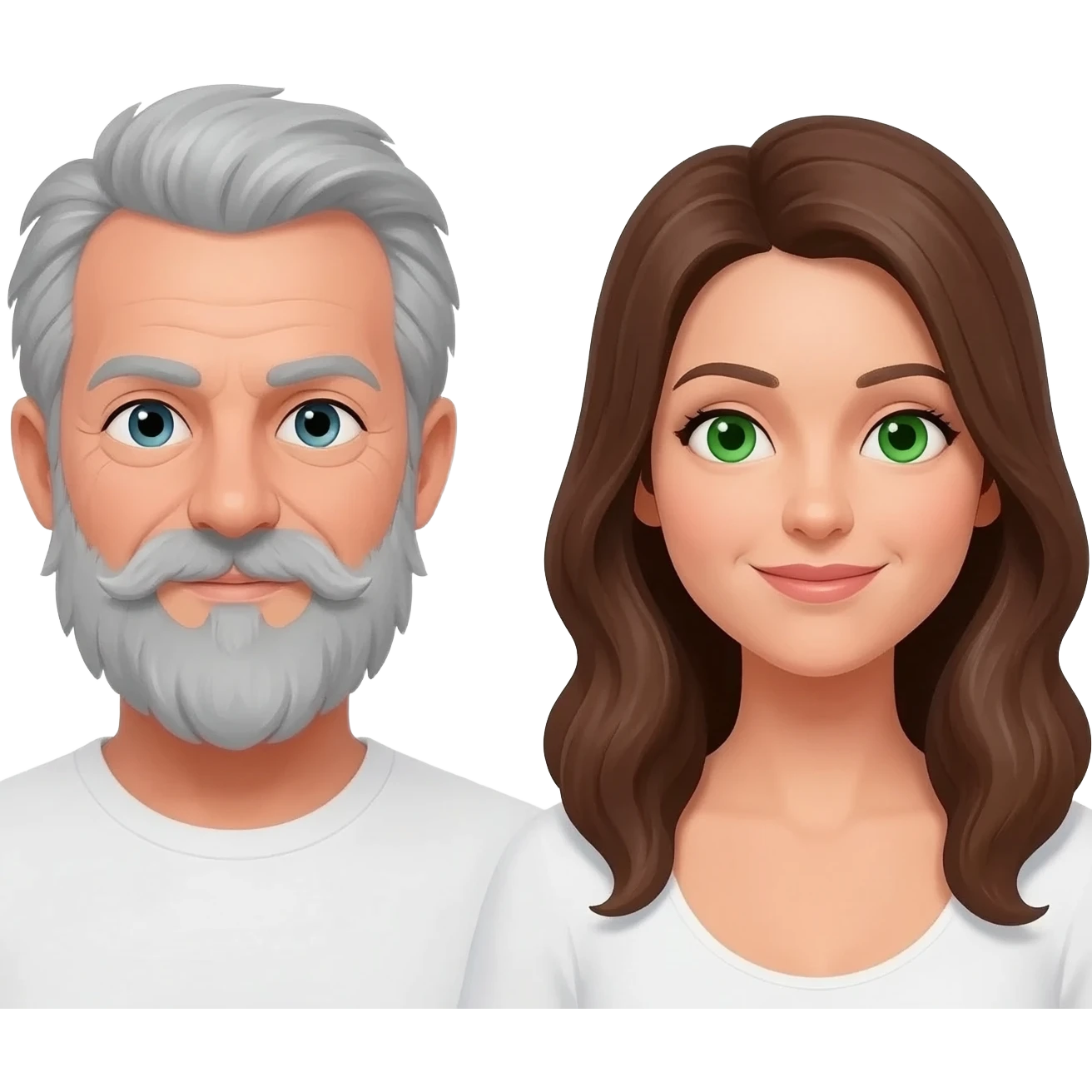 Man has gray beard and woman has green eyes emoji