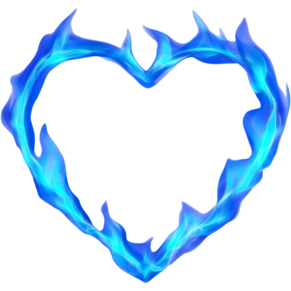 Flaming heart with blue color and smoke emoji