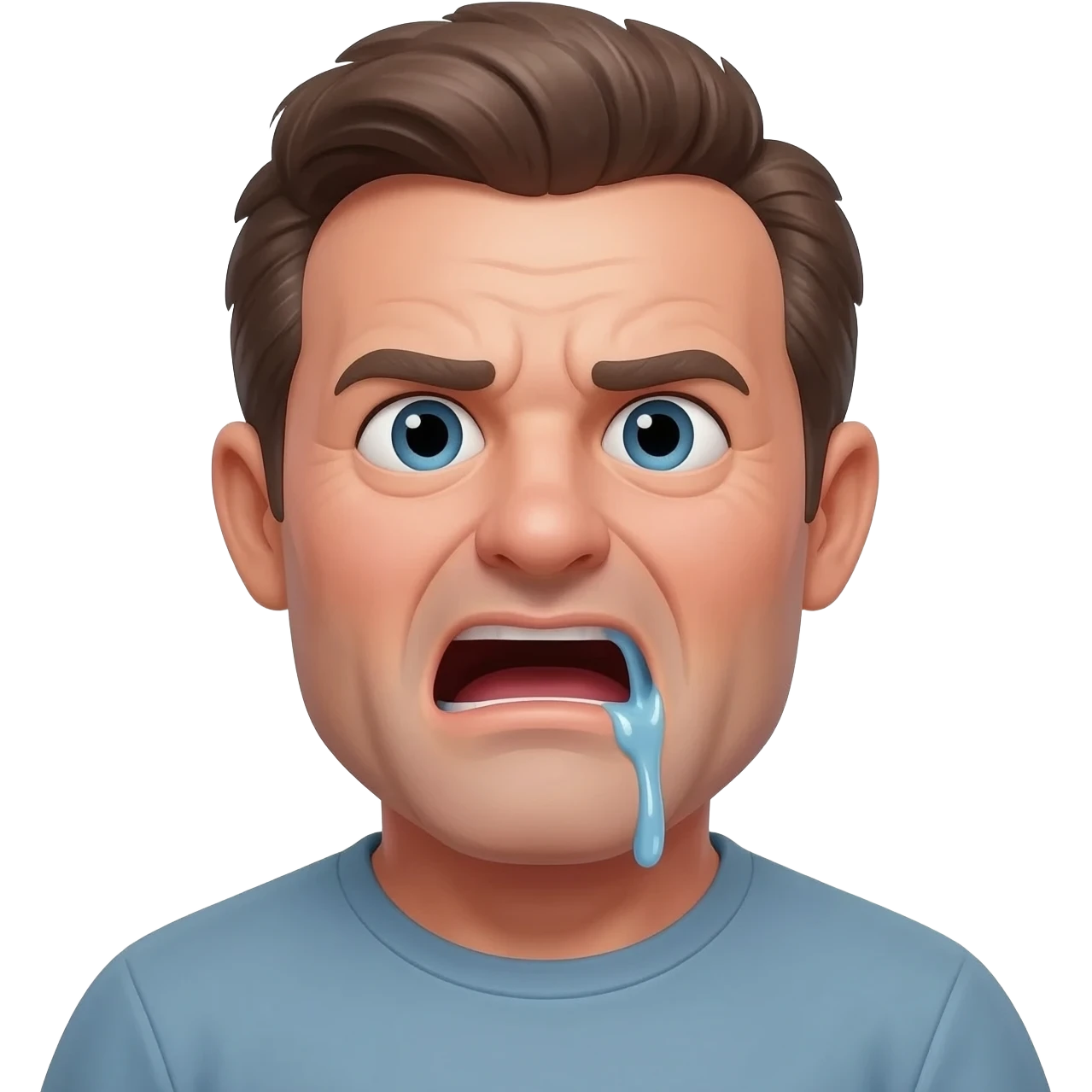 Horny thirty year old guy with mouth wide open and drooling from one side of his mouth emoji