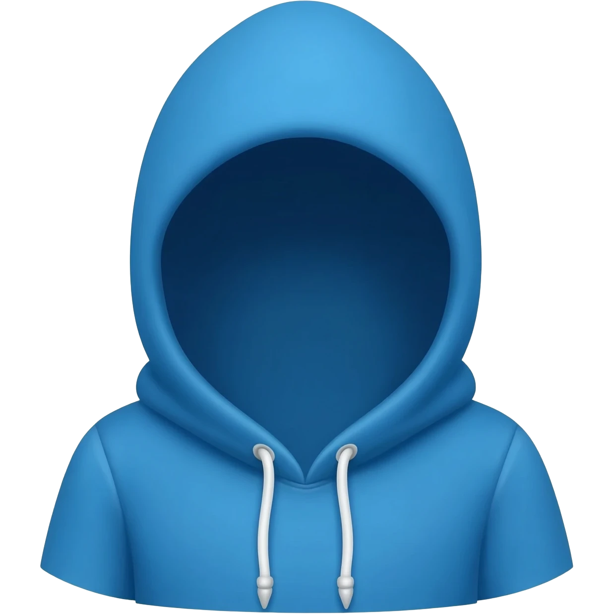 a blue hoodie with an invisible person in it with the hood down and the left string pulled far longer than the other emoji