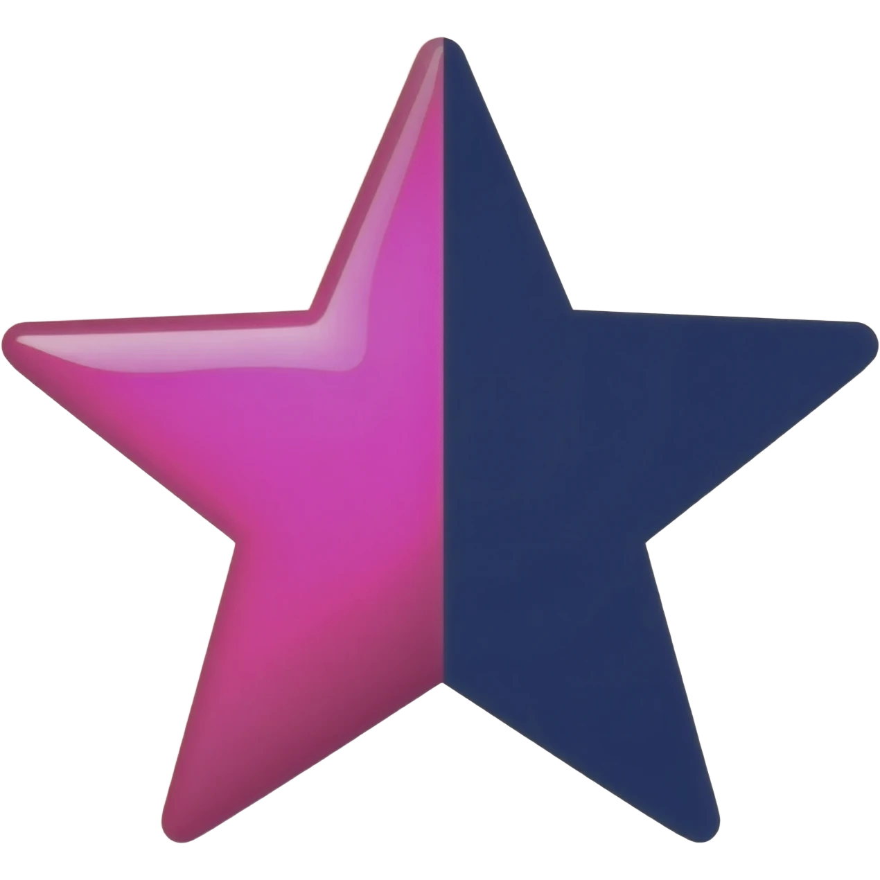Una estrella rosa esendido con azul marino juntas de que una mitad sea rosa  encendido y la otra azul marino emoji