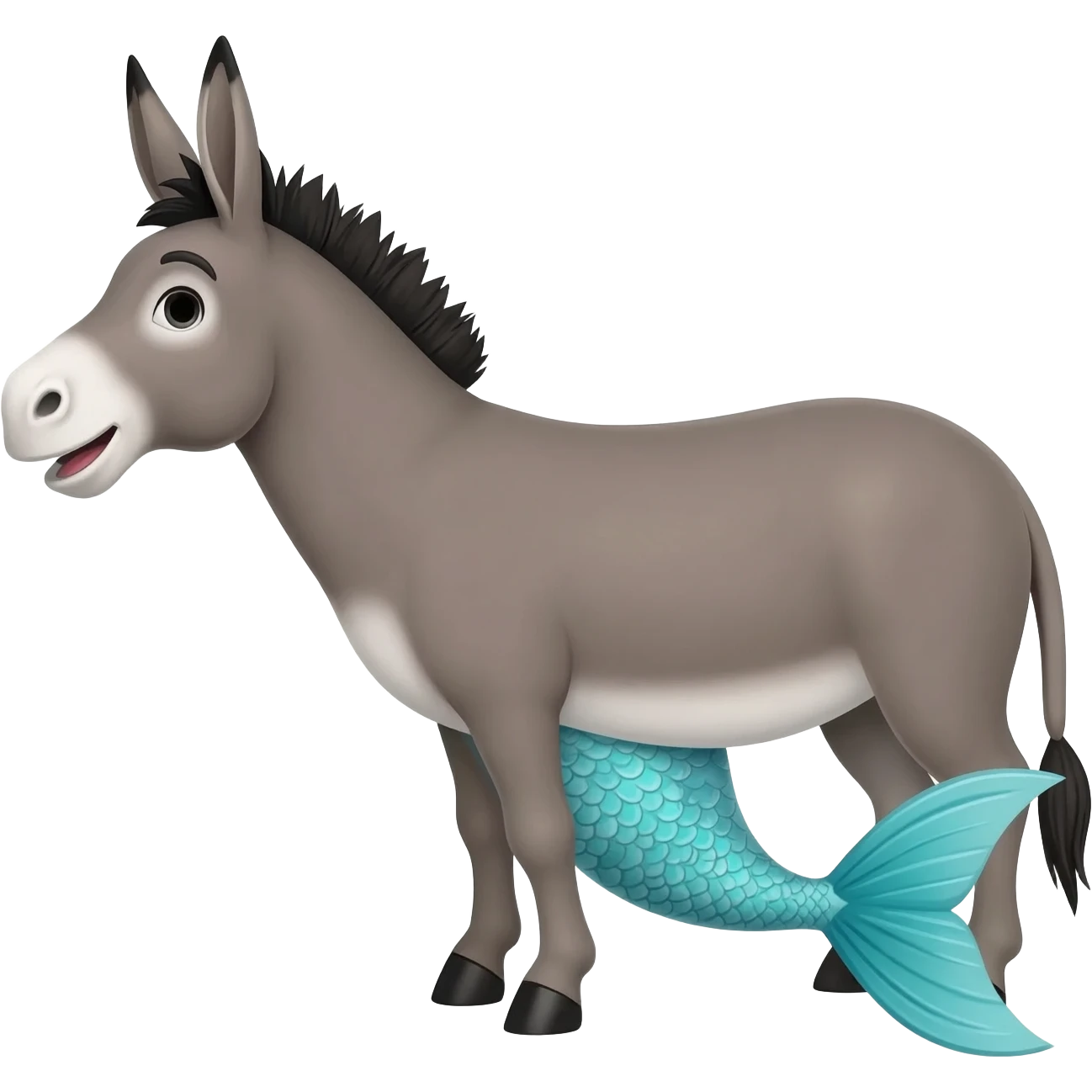 A donkey with a mermaid tail instead of legs emoji