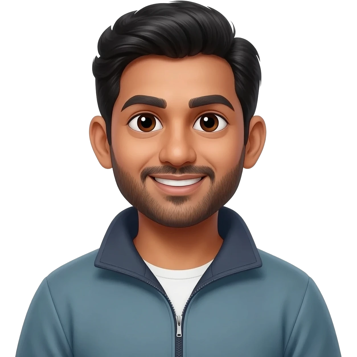 funny indian male teCHER WITH STUBBLE with plain rollertop jumper emoji