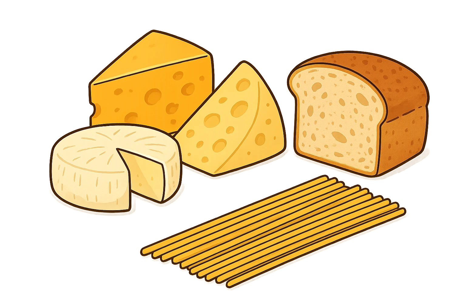 FORMAGGI, PANE BIANCO E PASTA emoji