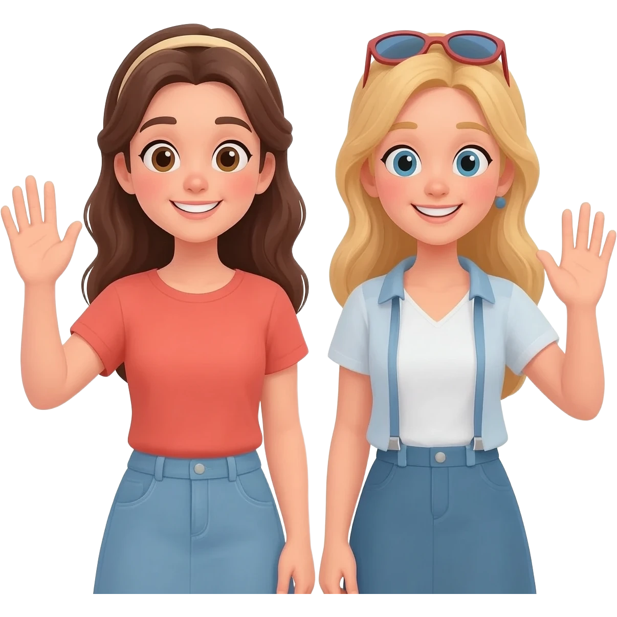 dos personas turistas alzando la mano señoras emoji