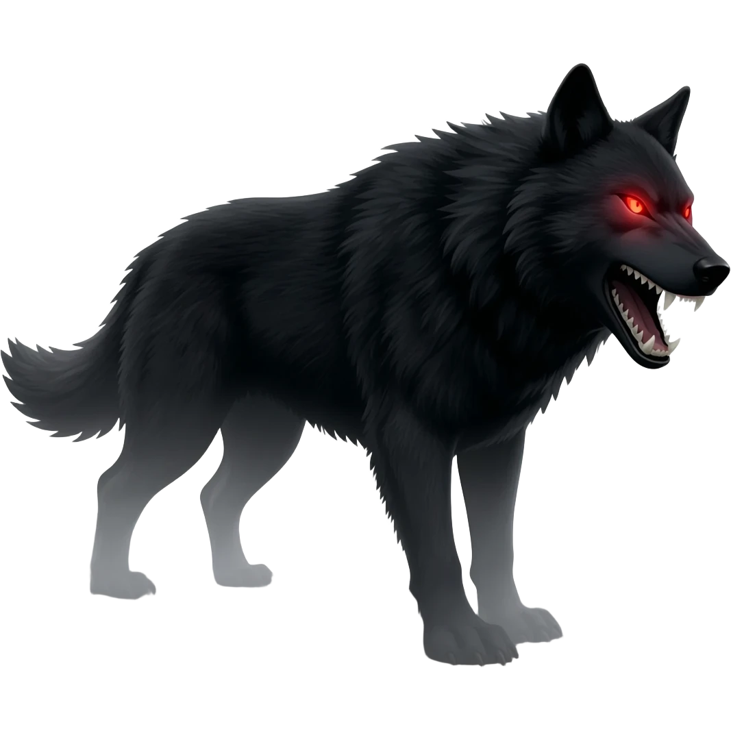 Angry  black wolf with visible red eye emoji